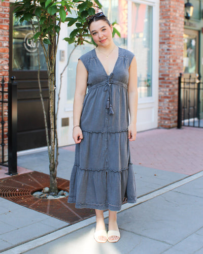 Macbeth Plunge Neckline Tiered Dress