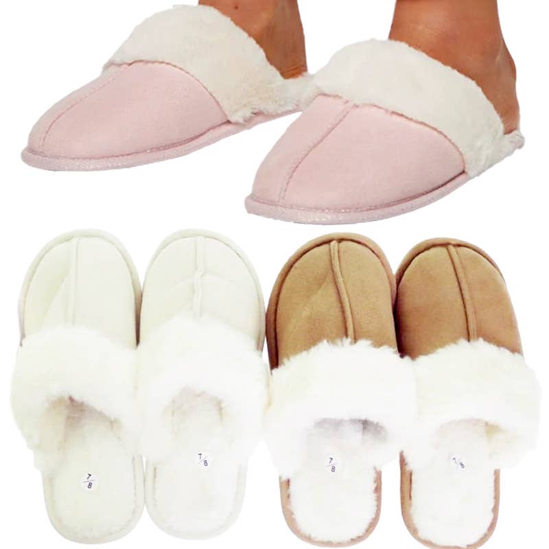Faux Suede Sherpa Lined Mule Slippers