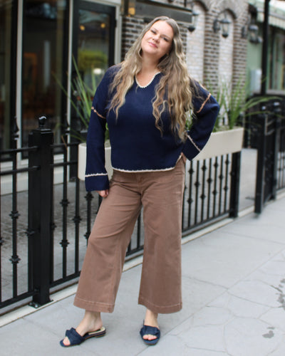 Notched Soutache Sweater