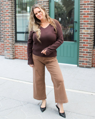 Heart Rivet Ribbed Knit Sweater