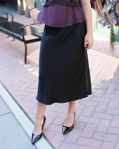 Allina Satin Midi Skirt