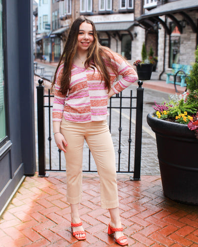 Combo Print Crew Neck Top
