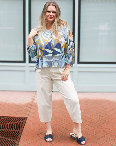 Moss Button Front Blouse