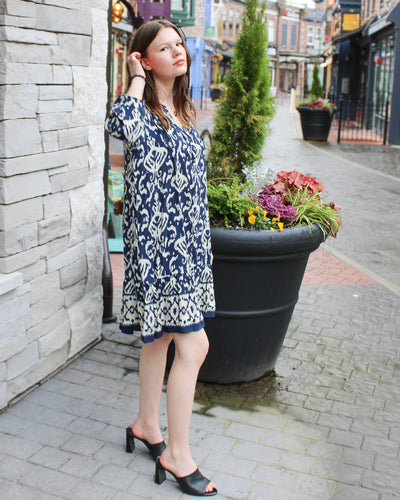 Printed Dress with Bottom Frill
