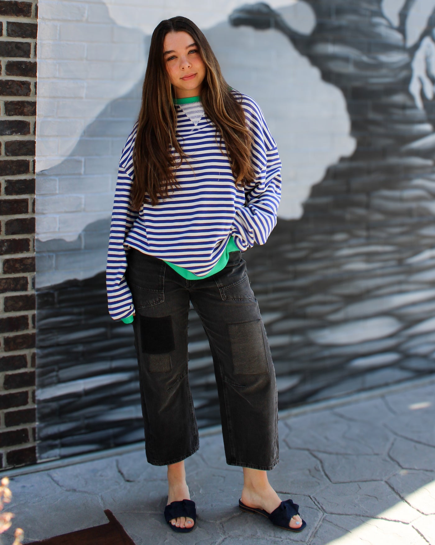 Classic Oversized Striped Crewneck