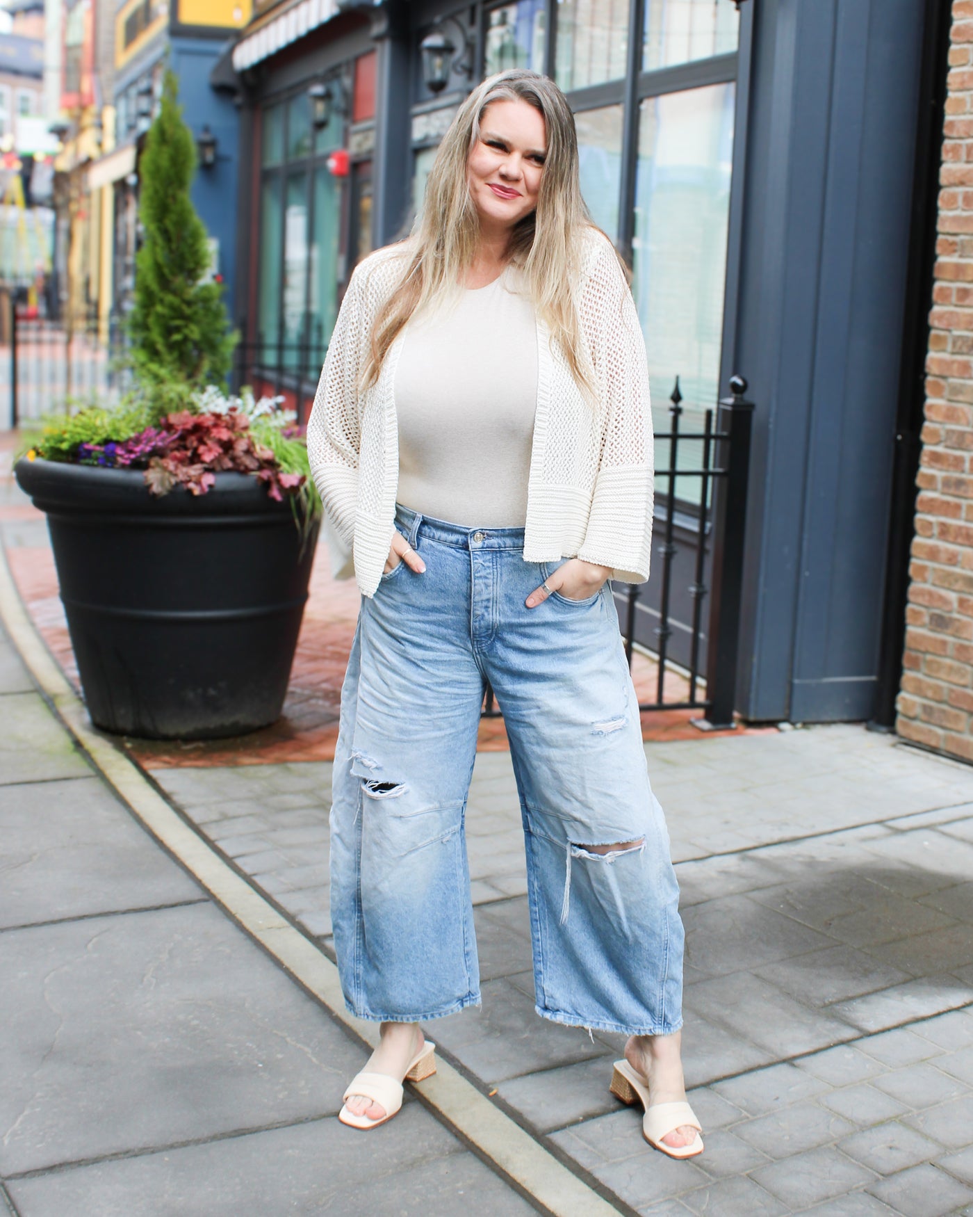 Bell Sleeve Open Stitch Cardigan