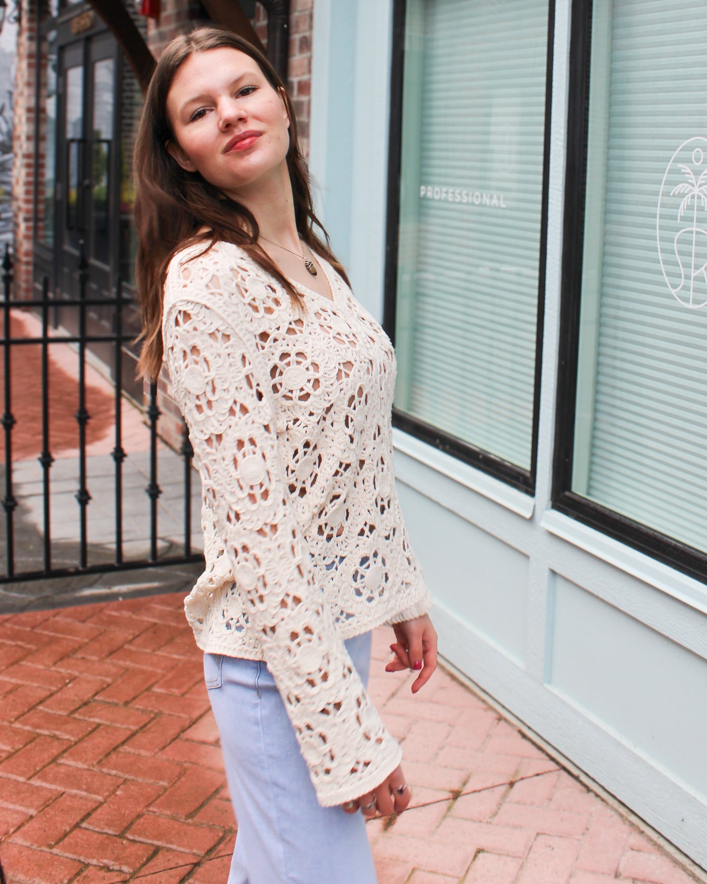 Crochet Bell Sleeve Sweater