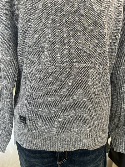 Hooded Kangaroo Textured Knit Sweater