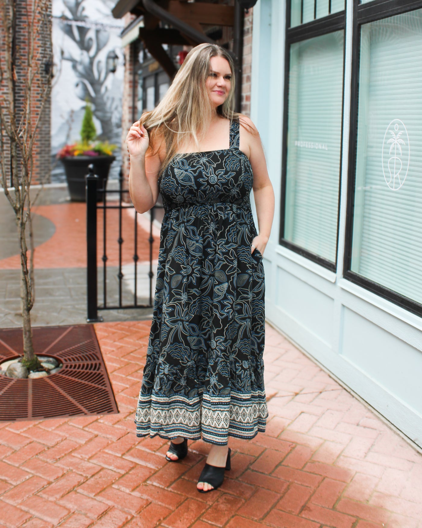 Deep Sea Smocked Top Dress
