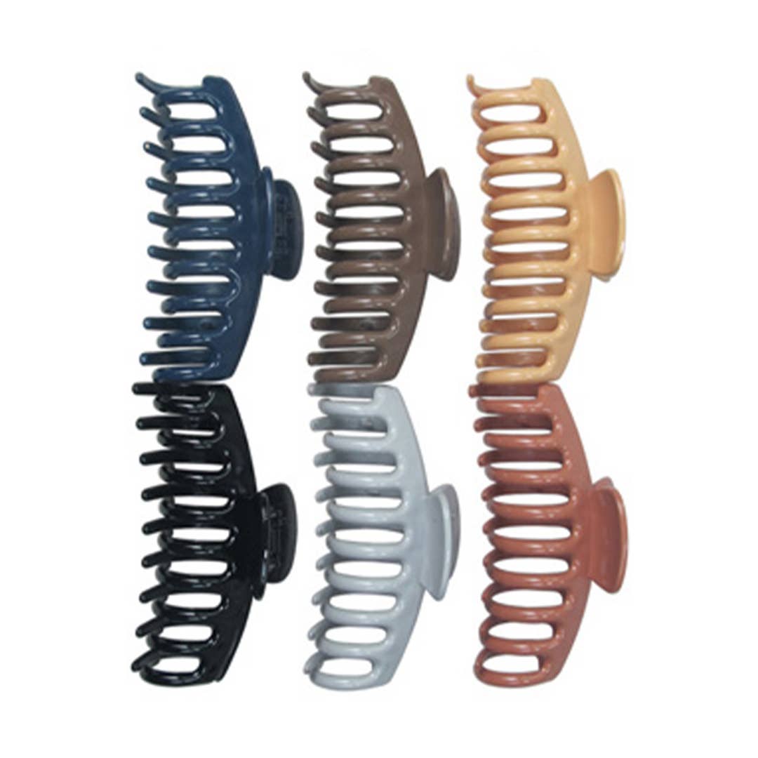Glossy Earth Tone Wide Curve Hair Claw