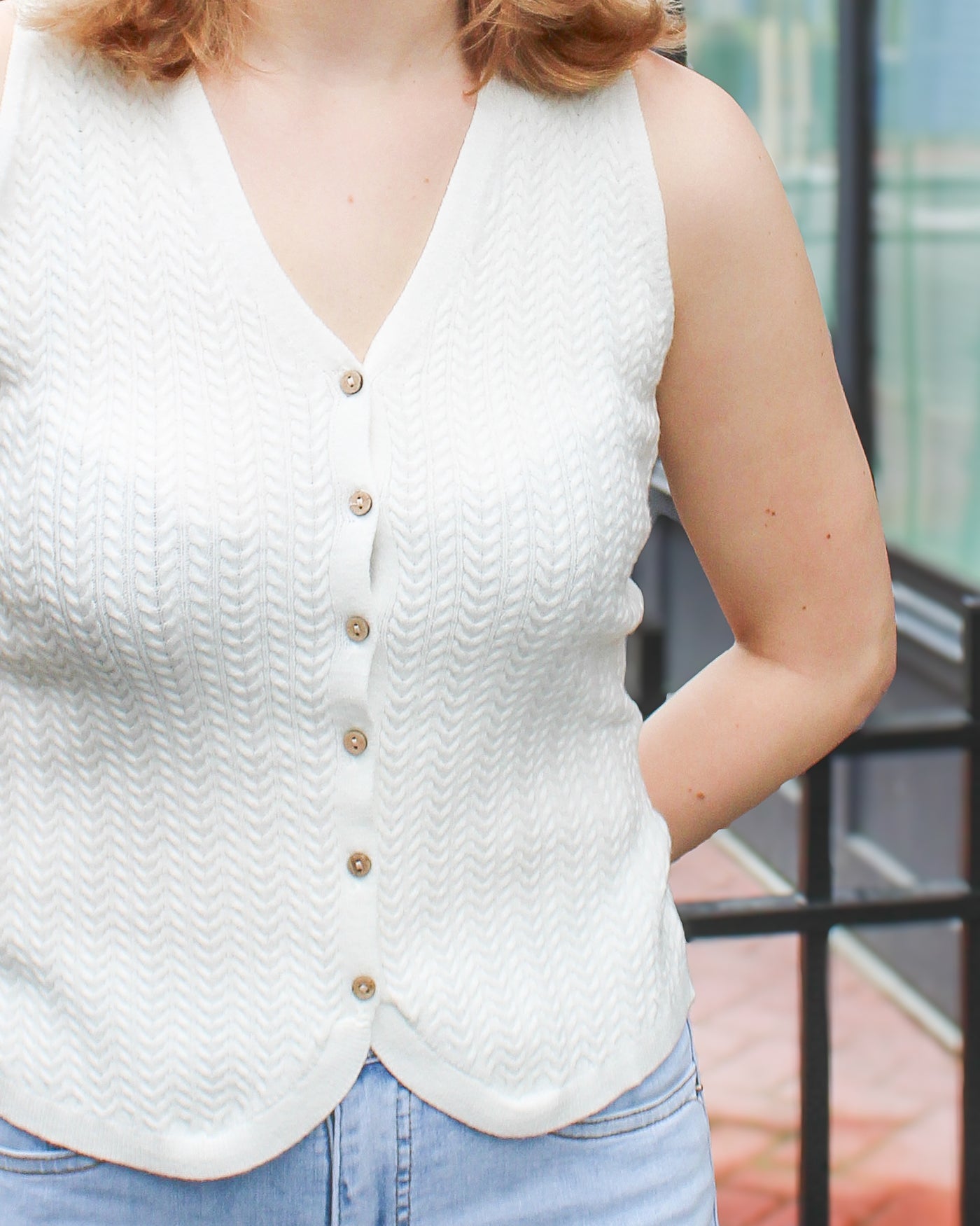 Sweater Vest with Wood Buttons