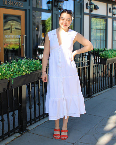 Macbeth Plunge Neckline Tiered Dress