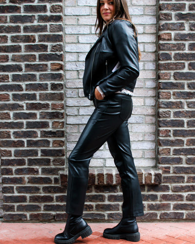 Faux Leather Straight Pants