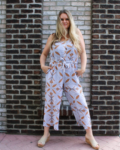 Button Front Jumpsuit with Sash