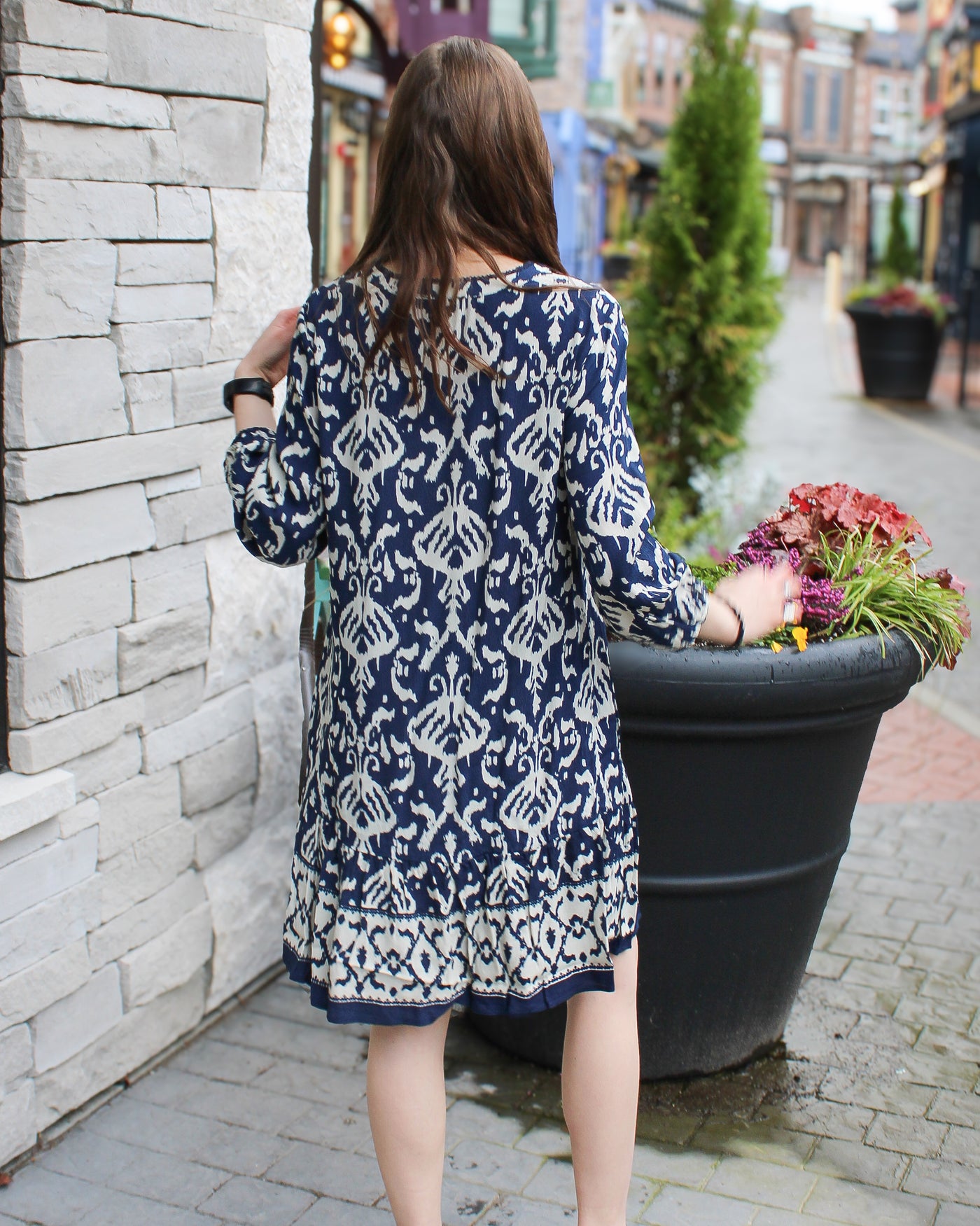 Printed Dress with Bottom Frill