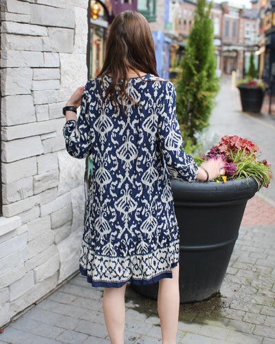 Printed Dress with Bottom Frill