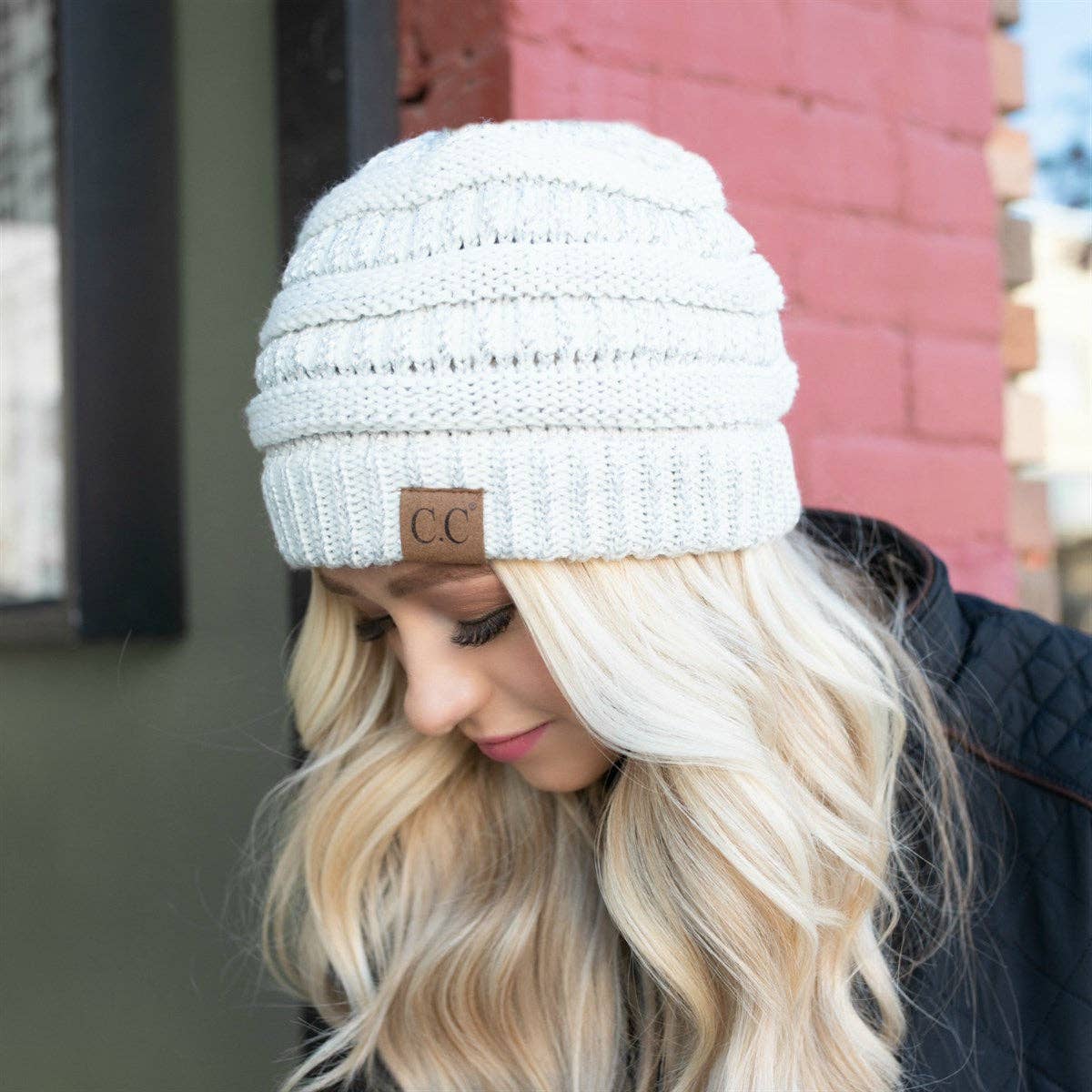 Fleece Lined CC Cable Knit Beanie