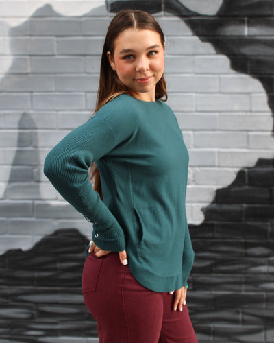 Lace Up Sleeve Sweater with Pockets