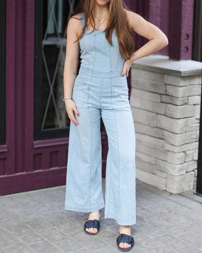 Blue Thread Denim Jumpsuit