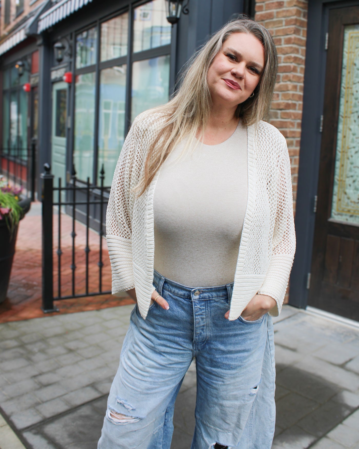 Bell Sleeve Open Stitch Cardigan