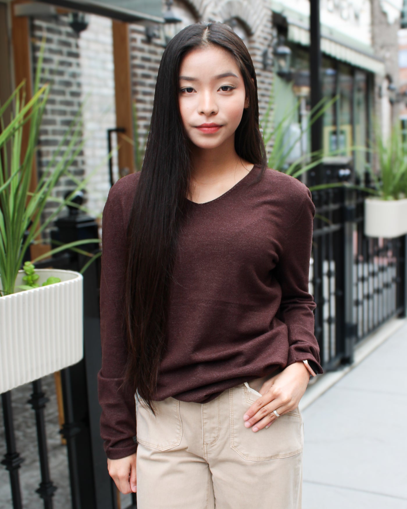 Basic Long Sleeve V-Neck Sweater