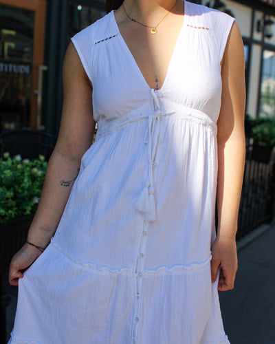 Macbeth Plunge Neckline Tiered Dress