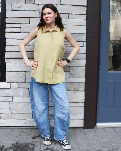 Starfruit Flowy Sleeveless Button Up Shirt