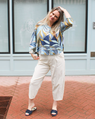 Moss Button Front Blouse