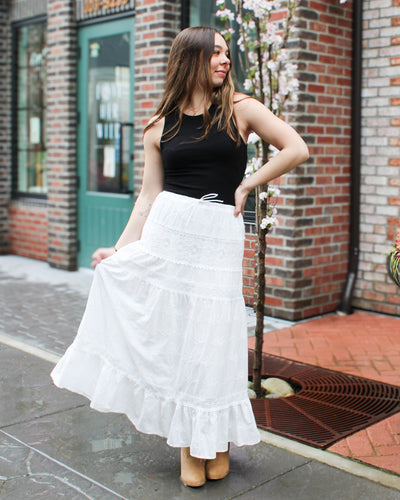 Averill Pull On Tiered Maxi Skirt