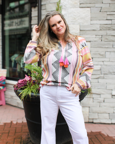 Placement Jacquard Blouse