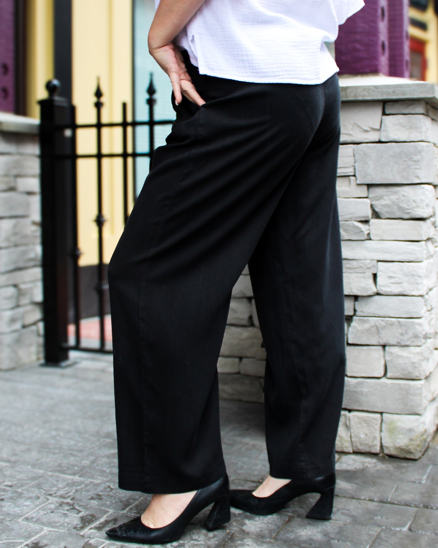 Fly Front Wide Leg Pant