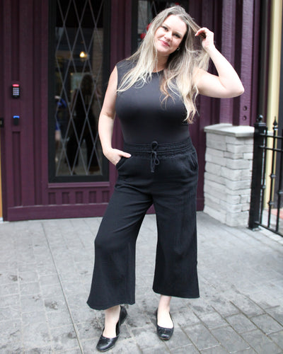 Tie Belt Wide Leg Pant with Side Slits
