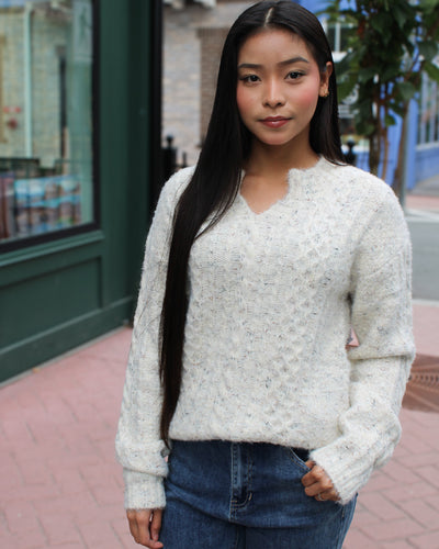 Notch Neck Flex Yarn Sweater