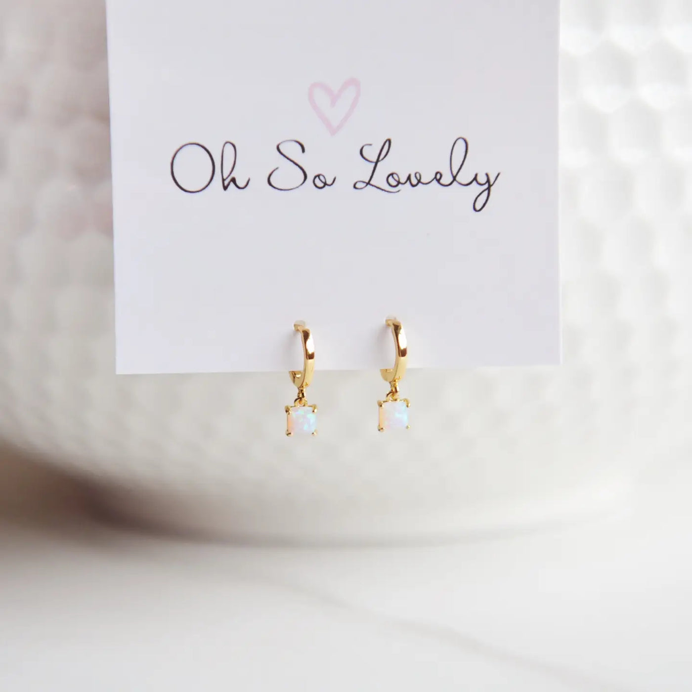 Tiffany Square Opal Huggie Hoop