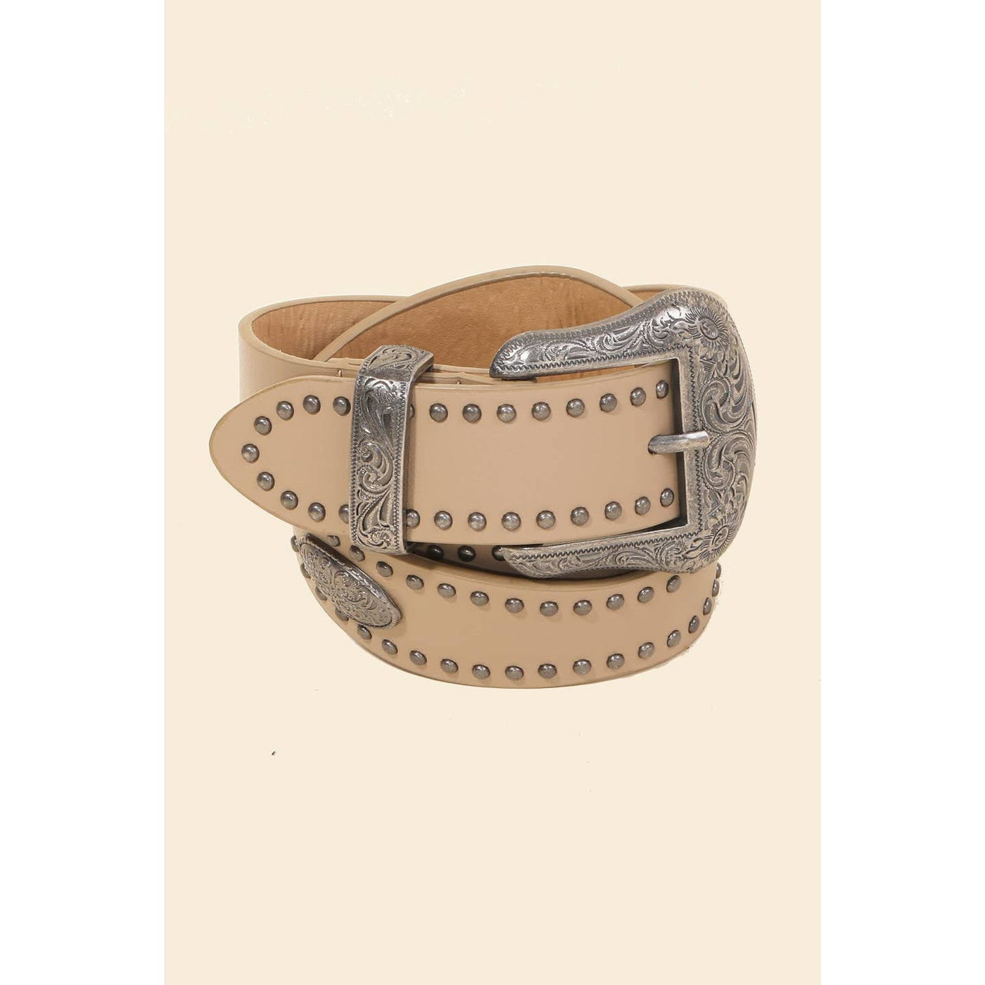 Studded Etched Trim Western Belt