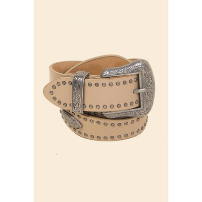 Studded Etched Trim Western Belt
