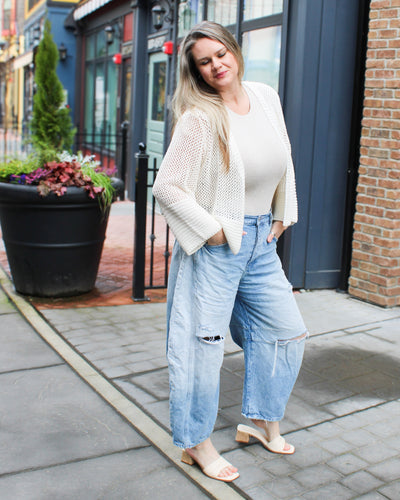 Bell Sleeve Open Stitch Cardigan