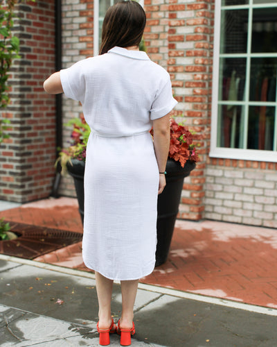 Belted Button Up Long Tunic