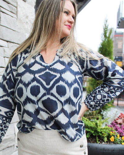 Printed Popover Blouse