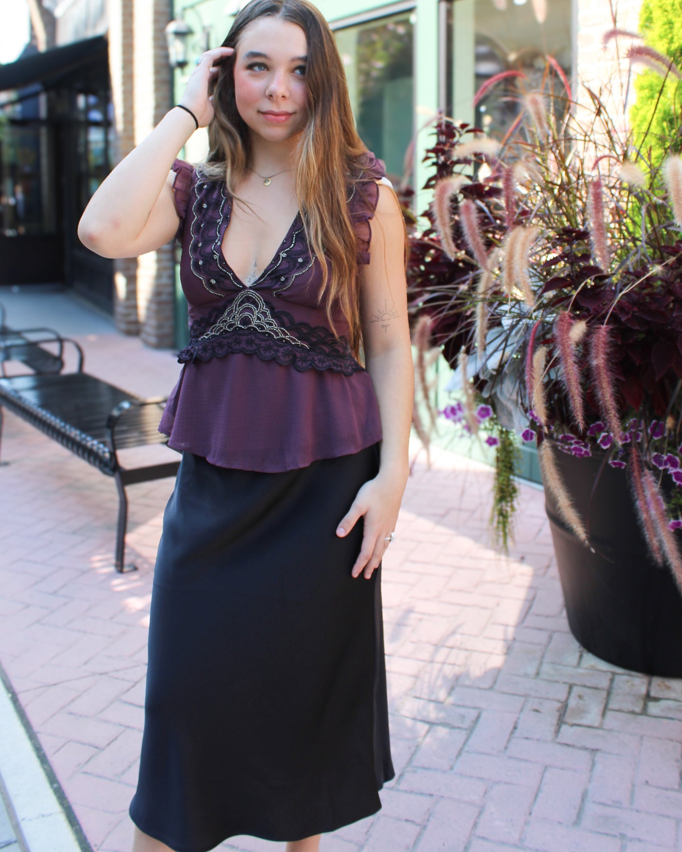 Allina Satin Midi Skirt