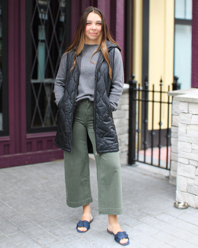 Pearlized Puffer Long Vest