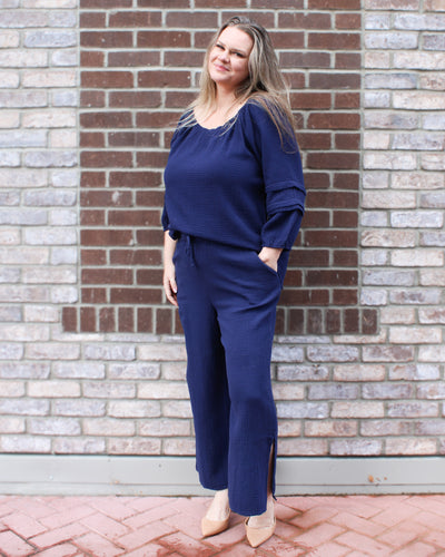 Cotton Wide Leg Pant with Slit