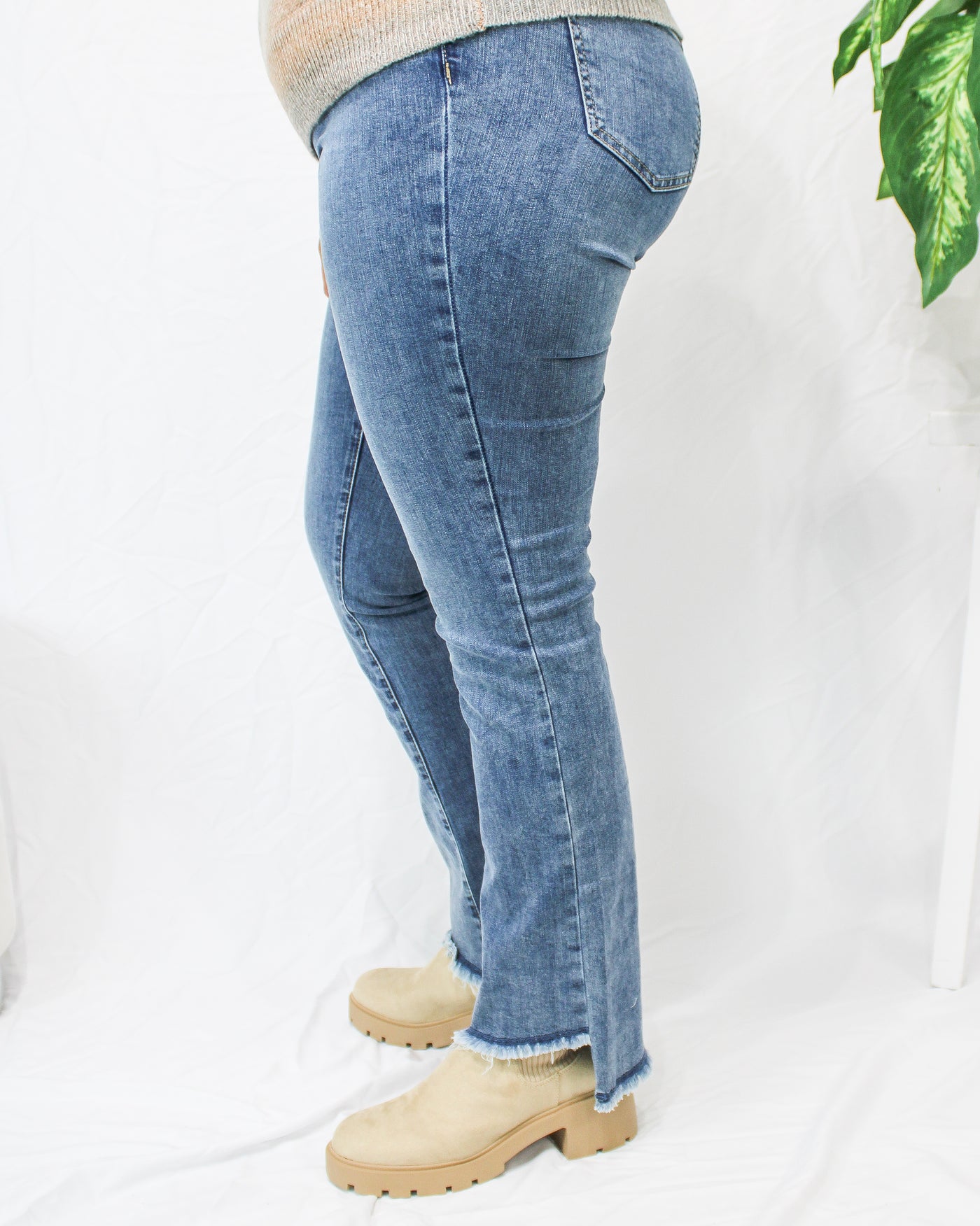 Asymmetrical Hem Bootcut Pant
