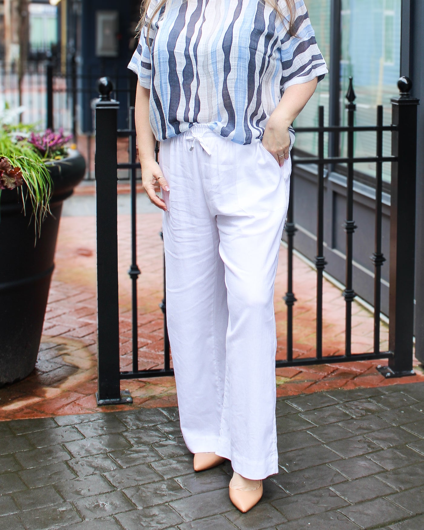Tie Waist Linen Wide Leg Pant