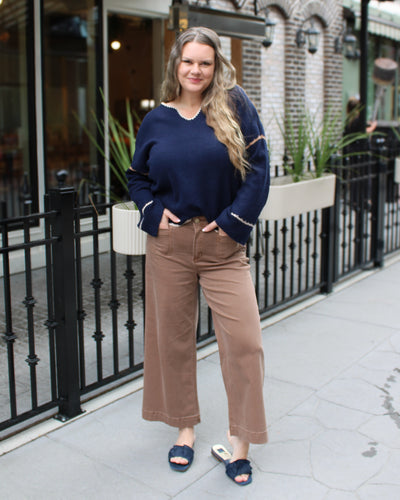 Notched Soutache Sweater