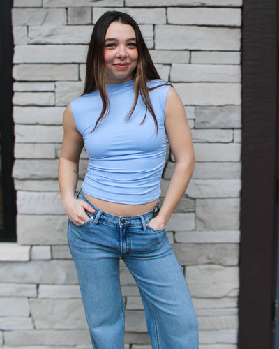 Yve Mock Neck Ruched Tank