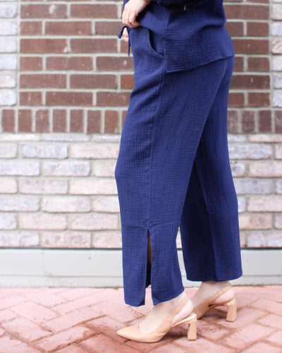 Cotton Wide Leg Pant with Slit
