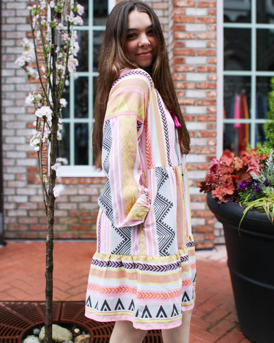 Jacquard Raglan Tiered Dress