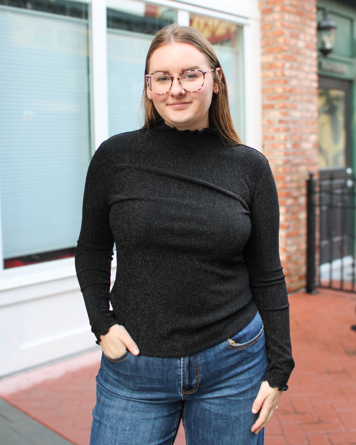 Merrow Edge Mock Neck Top