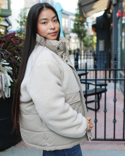 Cherry Mix Puffer Sherpa Coat